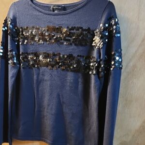 Black Top With Black Sequin Sweater